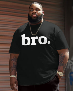 Men's Plus Size Bro Alphabet Crewneck Short Sleeve Tee
