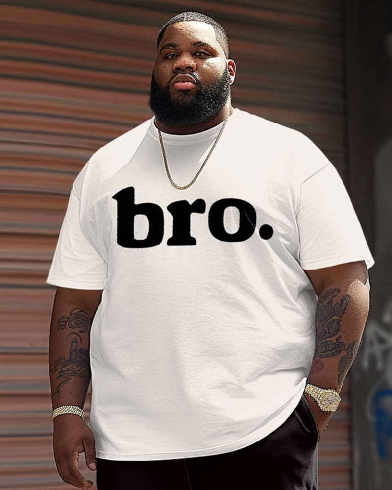 Men's Plus Size Bro Alphabet Crewneck Short Sleeve Tee - Image 2