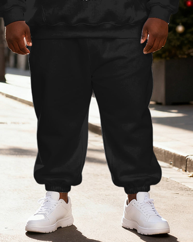 Big & Tall Men's Black "Merry Christmas" Printed Hoodie Set - Image 3