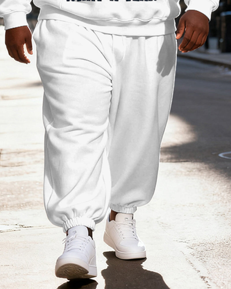 Big & Tall Men's White Skull Santa Claus "HO HO HOLY SHIT WHAT A YEAR" Print Hoodie Set - Image 3