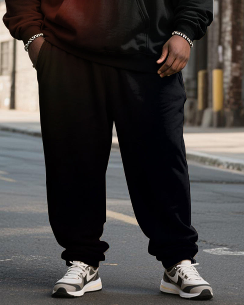 Big & Tall Men's Gradient King Alphabet Print Hoodie Set - Image 3