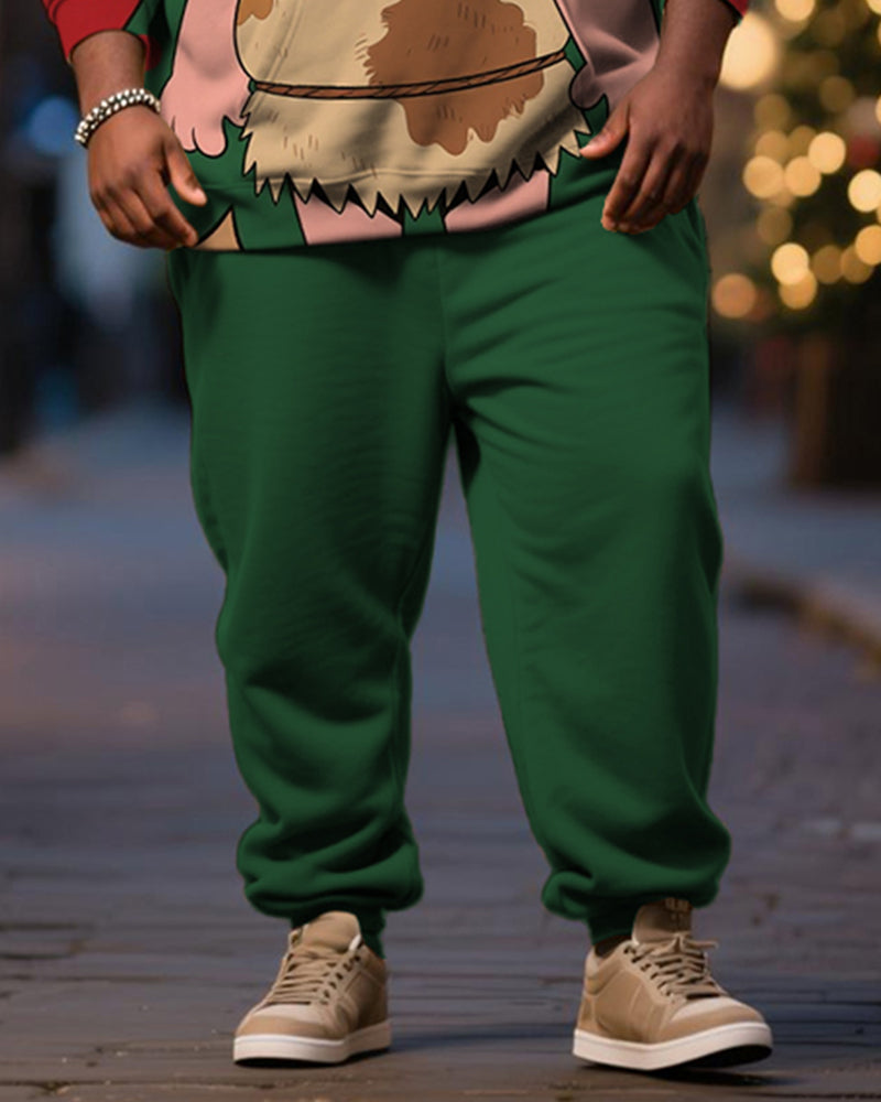 Big & Tall Men's Christmas Primitive Print Hoodie Suit - Image 3