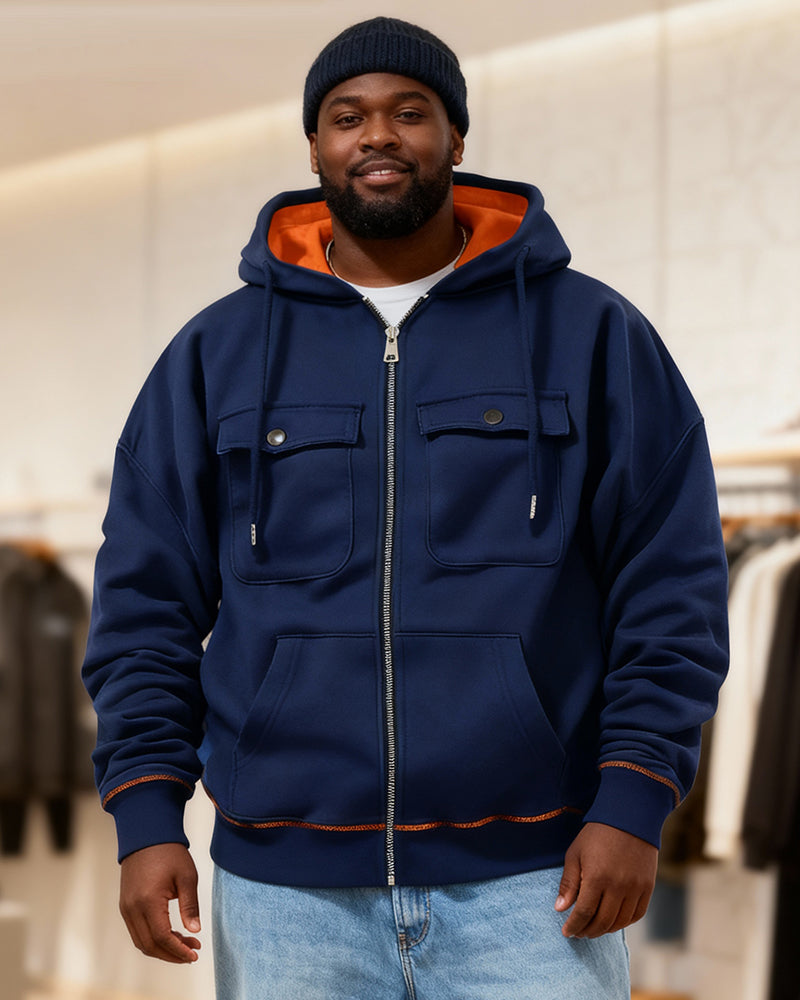 Big & Tall Men's Thickened Zipper Hooded S-2XL - Image 4