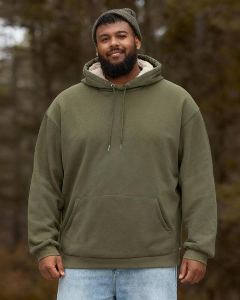 Big & Tall Men's Solid Color Velvet Thickened Hoodie S-3XL - Image 4