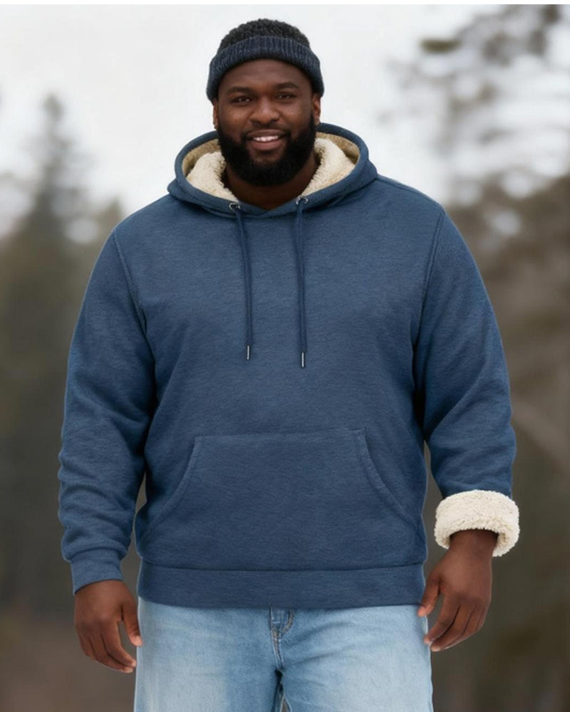 Big & Tall Men's Solid Color Velvet Thickened Hoodie S-3XL - Image 4