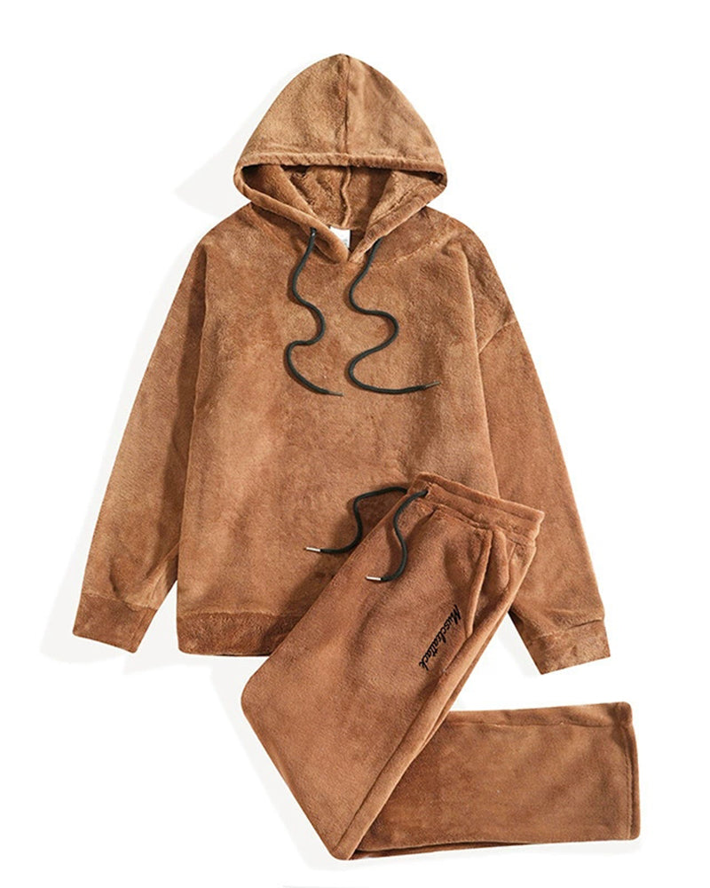 Big & Tall Men's Solid Color Sweat Hooded Pants Set S-2XL - Image 4