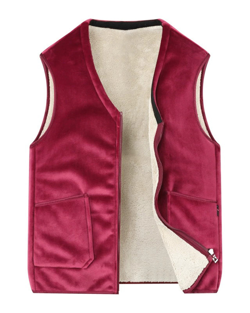 Big & Tall Men's Warm Padded Double-sided Lamb Velvet Vest L-6XL - Image 5