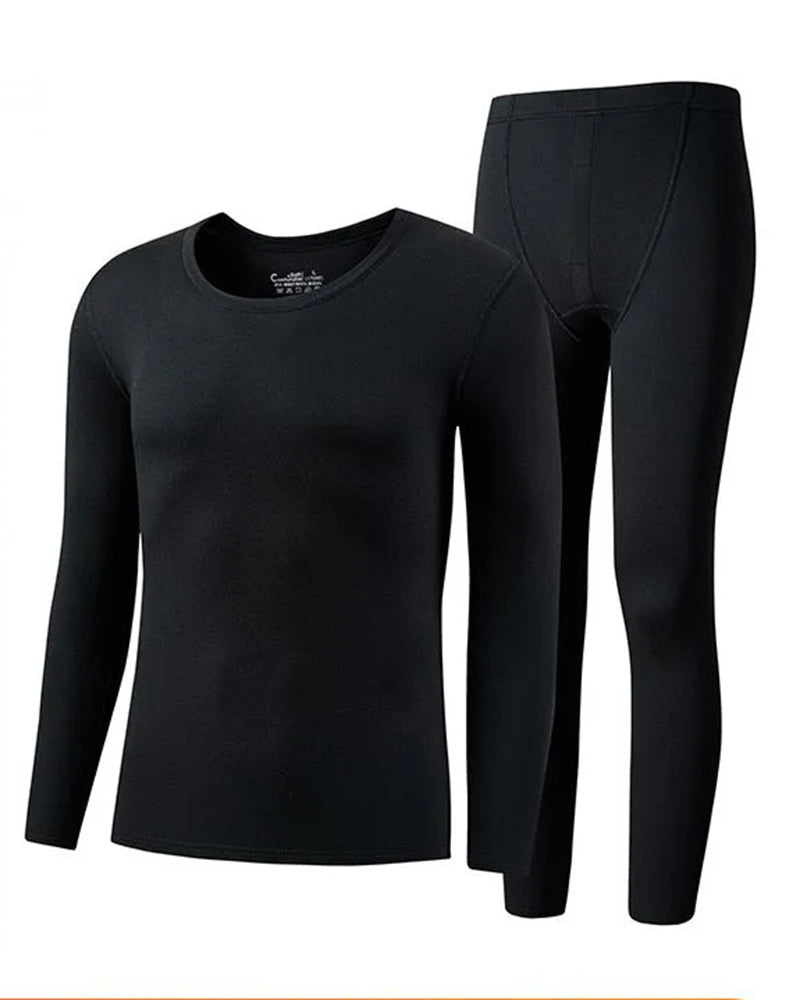 Big & Tall Men's Double-sided Velvet Warm Crew Neck Trousers Suit L-6XL - Image 3