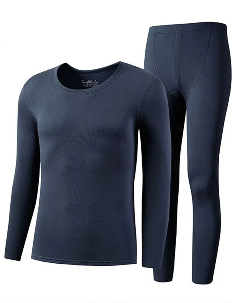 Big & Tall Men's Double-sided Velvet Warm Crew Neck Trousers Suit L-6XL - Image 4