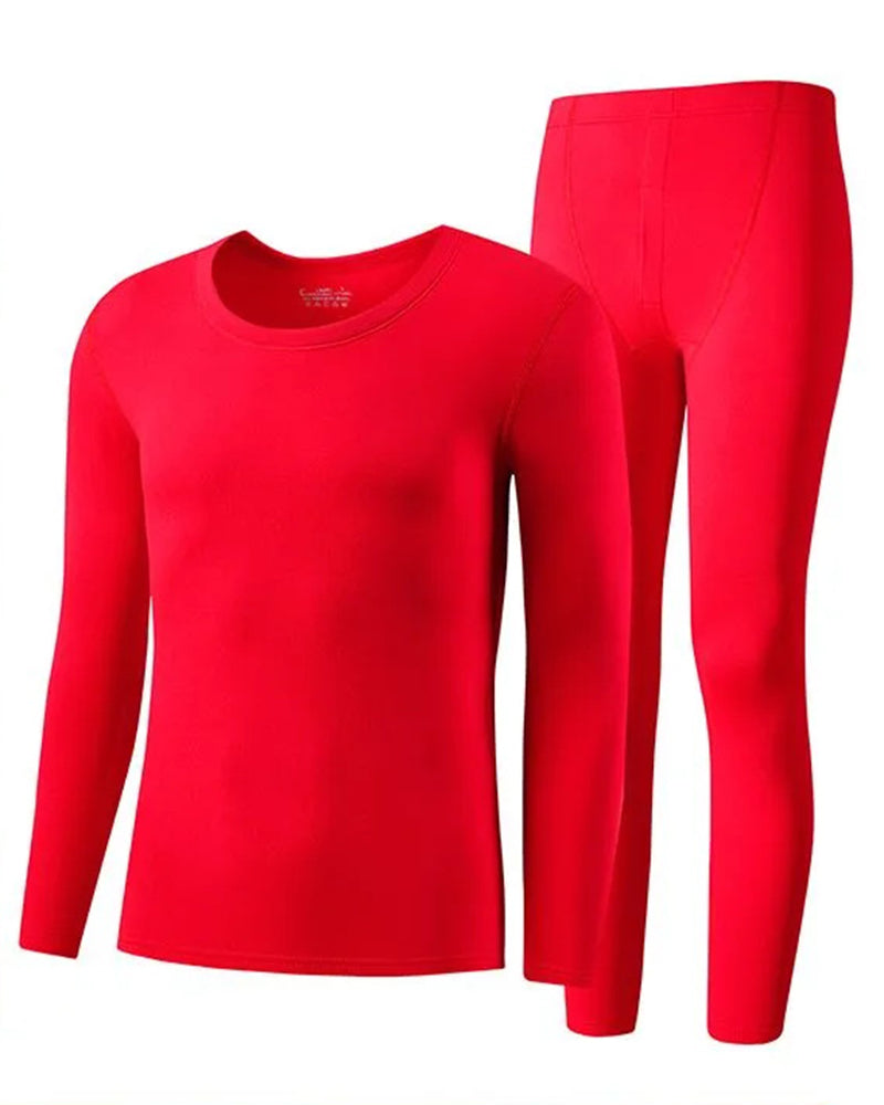 Big & Tall Men's Double-sided Velvet Warm Crew Neck Trousers Suit L-6XL - Image 5